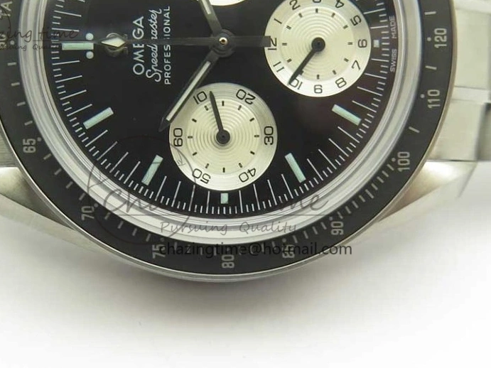 1225 ComfortFit Speedmaster SS “Speedy Tuesday” OMF Best Edition Black Dial on SS Bracelet Manual Winding Chrono Movement 7994